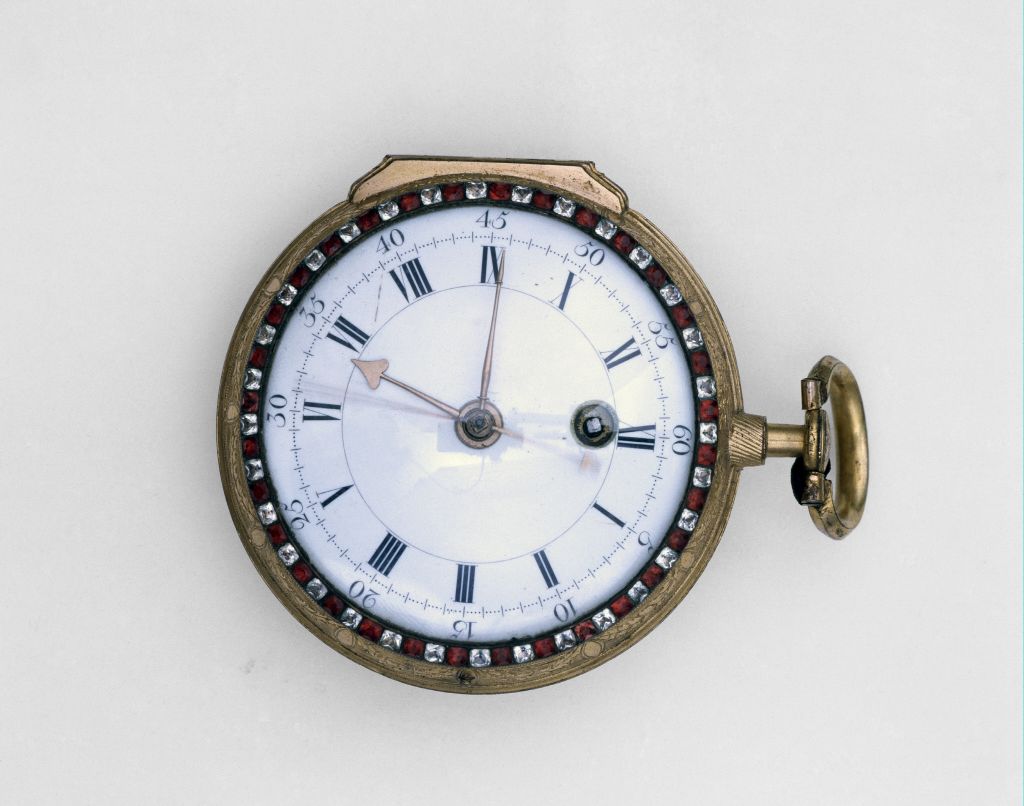 图片[1]-Copper gold-plated pocket watch with glass inlay-China Archive